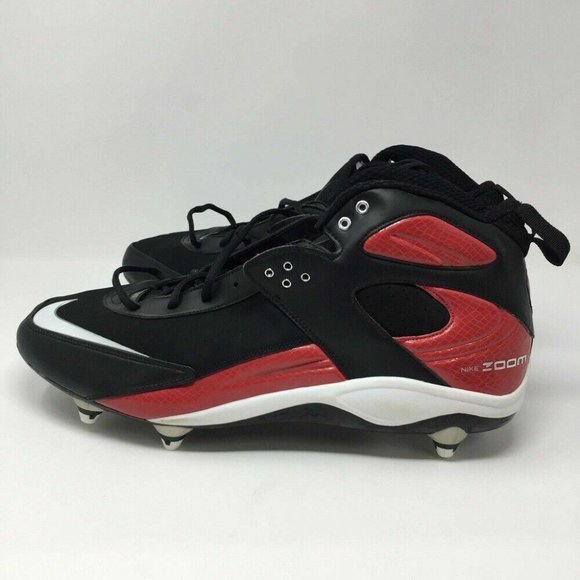 NIKE ZOOM BLADE PRO D Size 16 Black Red Football Cleats 315776 013 Detachable - Picture 3 of 7